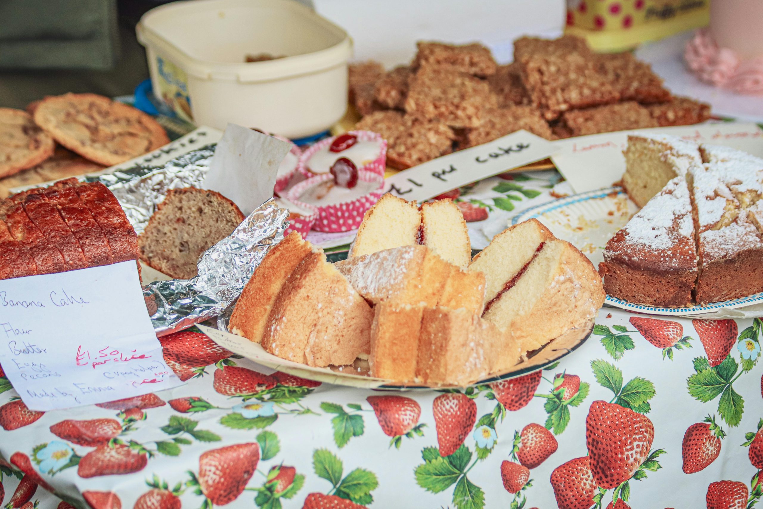 A display of baked goods made and sold by students as part of their classroom business project.