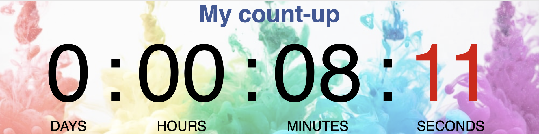 A digital timer showing 8 minutes and 11 seconds elapsed, used to track how long students have been working in a classroom.